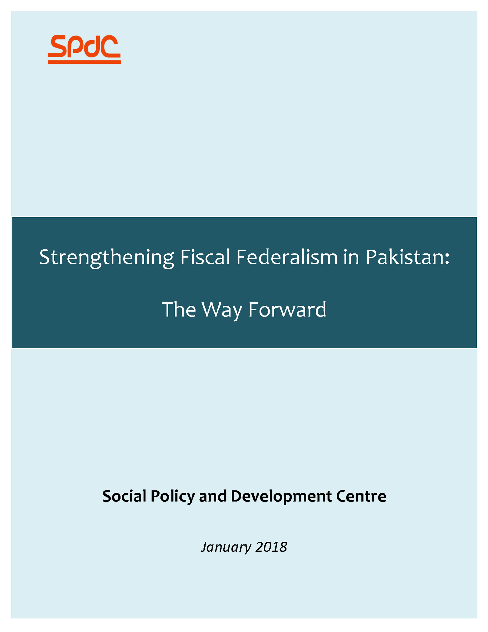 Strengthening Fiscal Federalism in Pakistan
