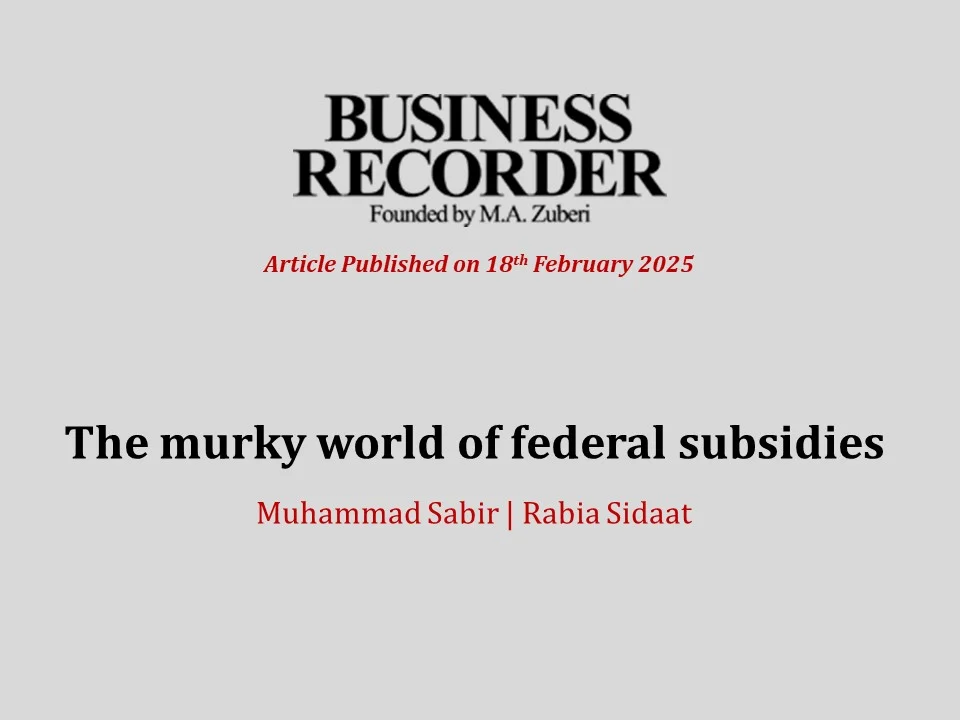 The murky world of federal subsidies