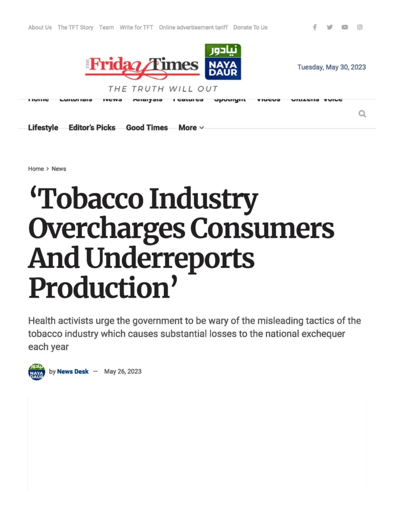 Tobacco Industry Overcharges Consumers and Underreports Production